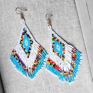 Seed Bead Fringe Earrings